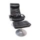 Easy chair with stool upholstered with black leather of Danish design, 1970s