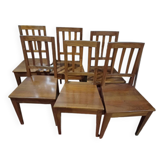 Lot 6 walnut chairs quantity euros seat pieces 45 height 89 length 44 depth 38