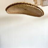 Rattan suspension or shade in the shape of a braided undulating circular tray d:80