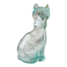 Bouteille chat verre moulé bleuté