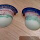 Duo of glass paste wall lamps