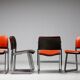 Chairs 40/4 by David Rowland - Red and Brown, Vintage 1970s, Made in the USA