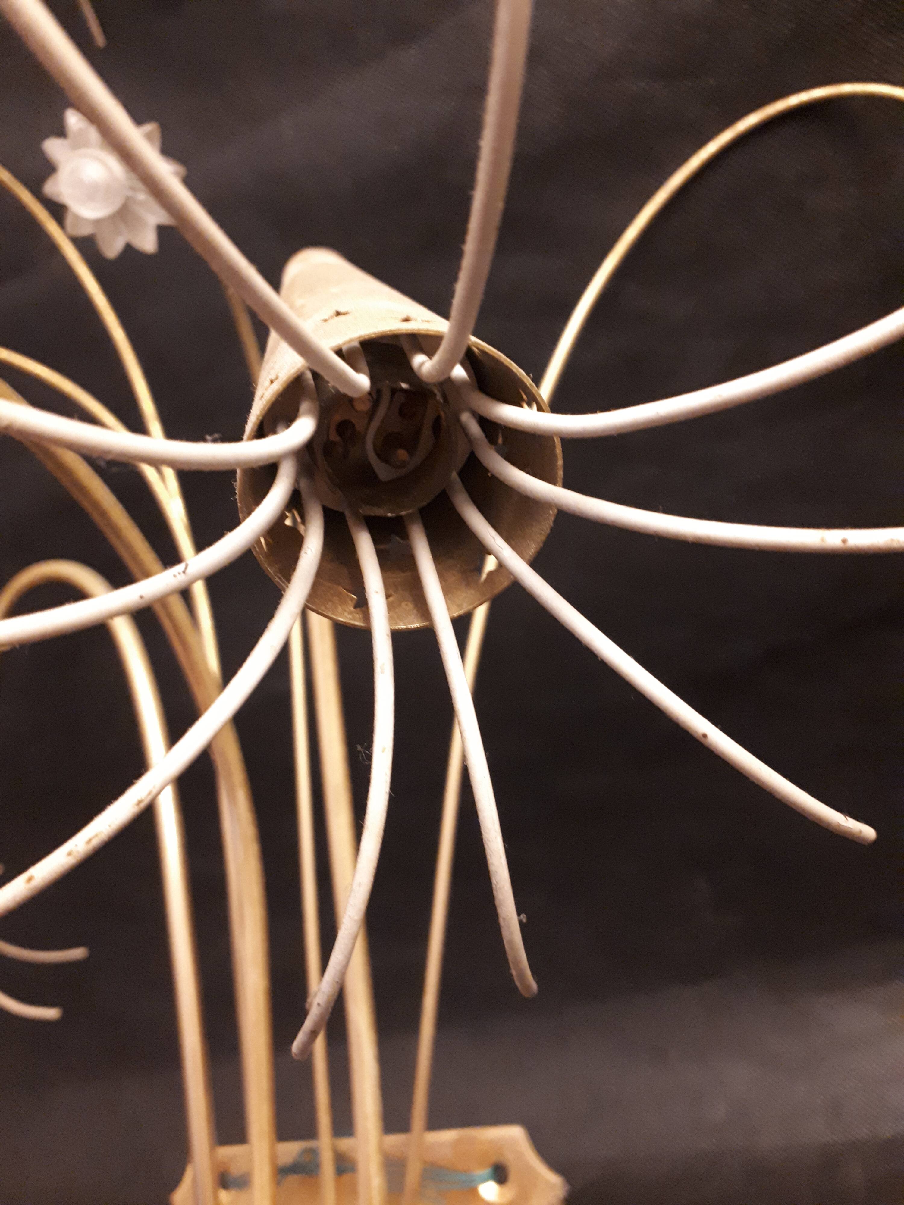 Pair sconces metal dore décor stars Lunel vintage 1950