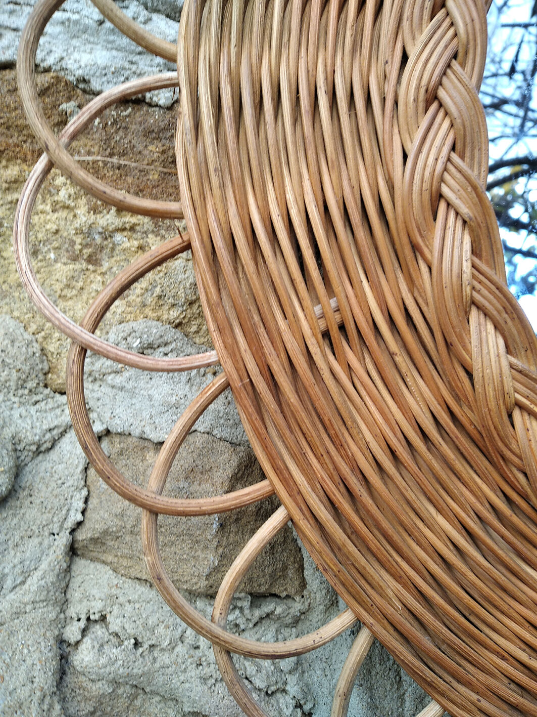 Rattan and braided wicker mirror