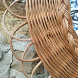 Rattan and braided wicker mirror
