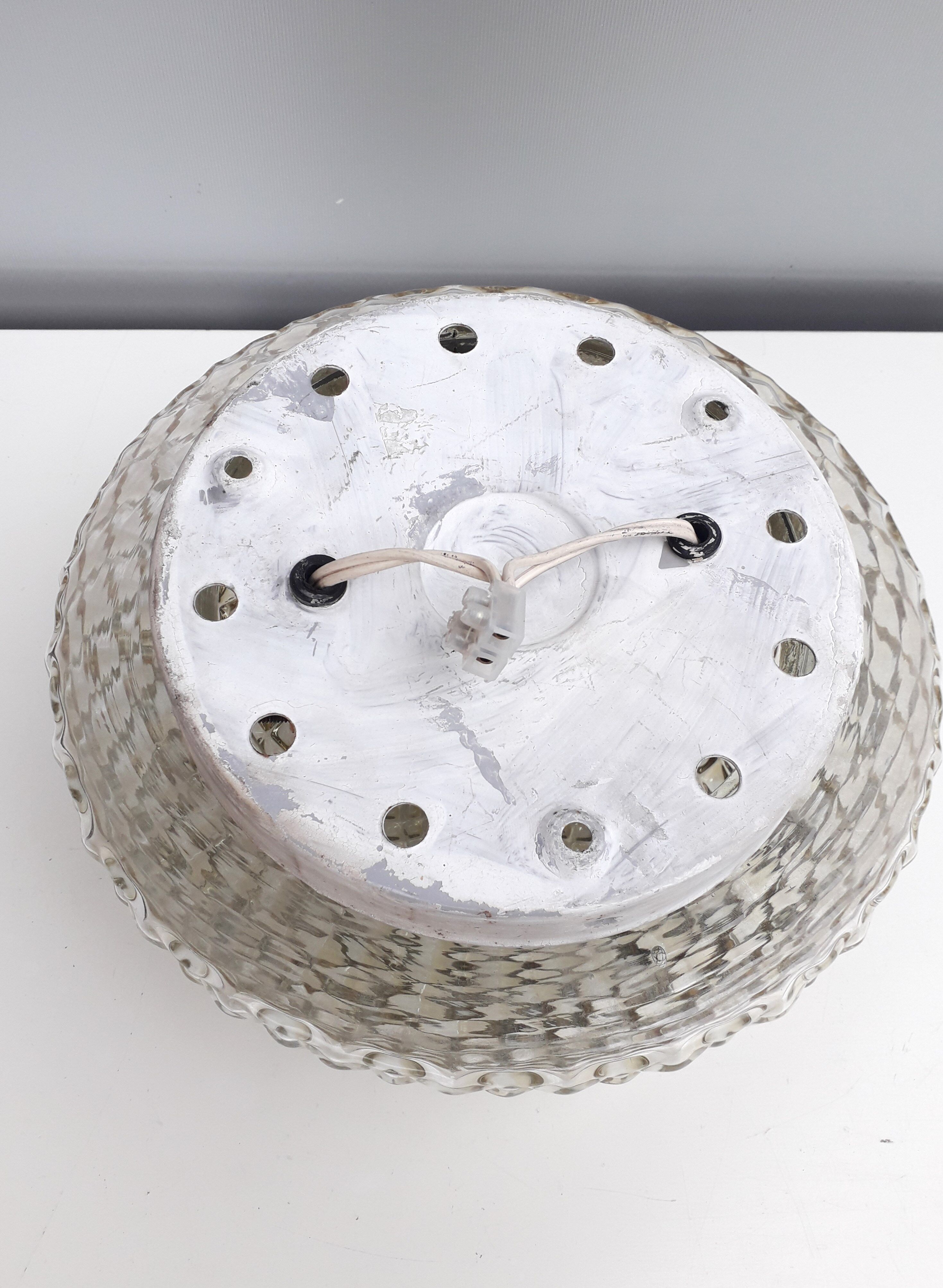 Vintage ceiling lamp / wall lamp - molded glass diamond tips - 1970