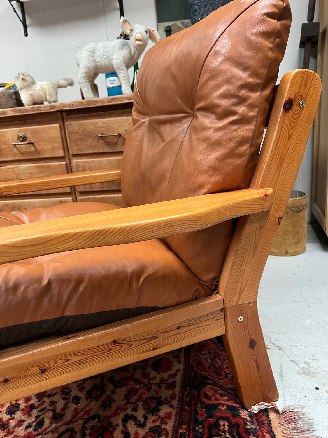 Pine armchair from the 1970s chalet