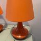 2 lampes de chevet orange, années 70