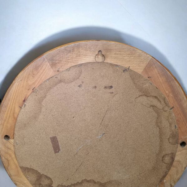Grand miroir rond en bois