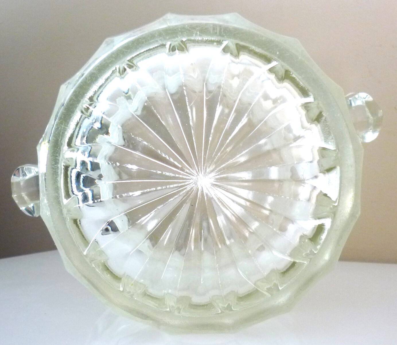 Champagne bucket, Art Deco style and period, thick, molded, frosted crystal