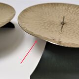 Pair of brass and metal candle holders design 70s