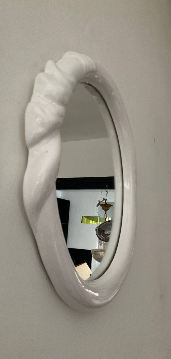 Vintage glazed ceramic mirror from the 70s