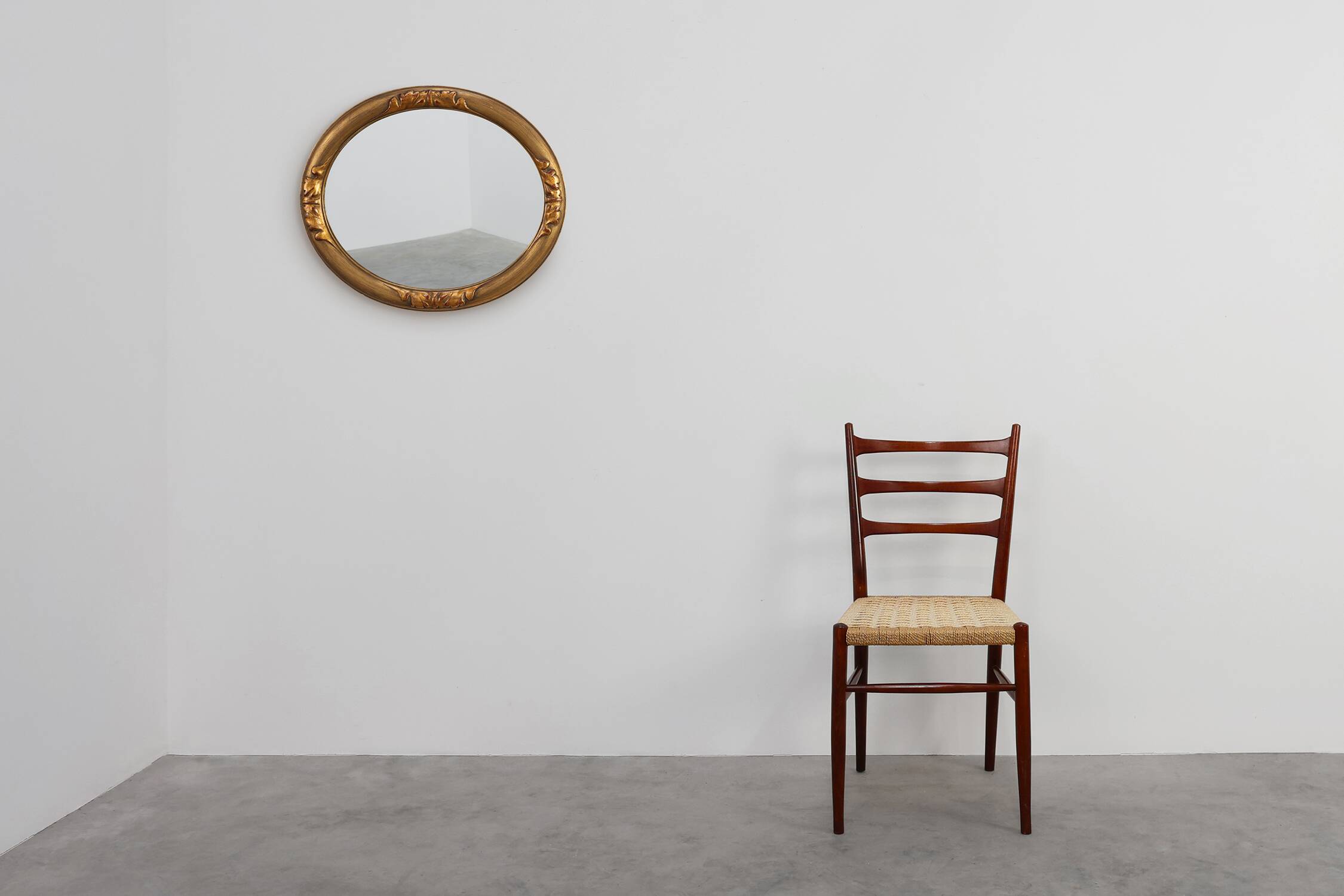Art Deco oval gilt oak mirror, Belgium 1920s
