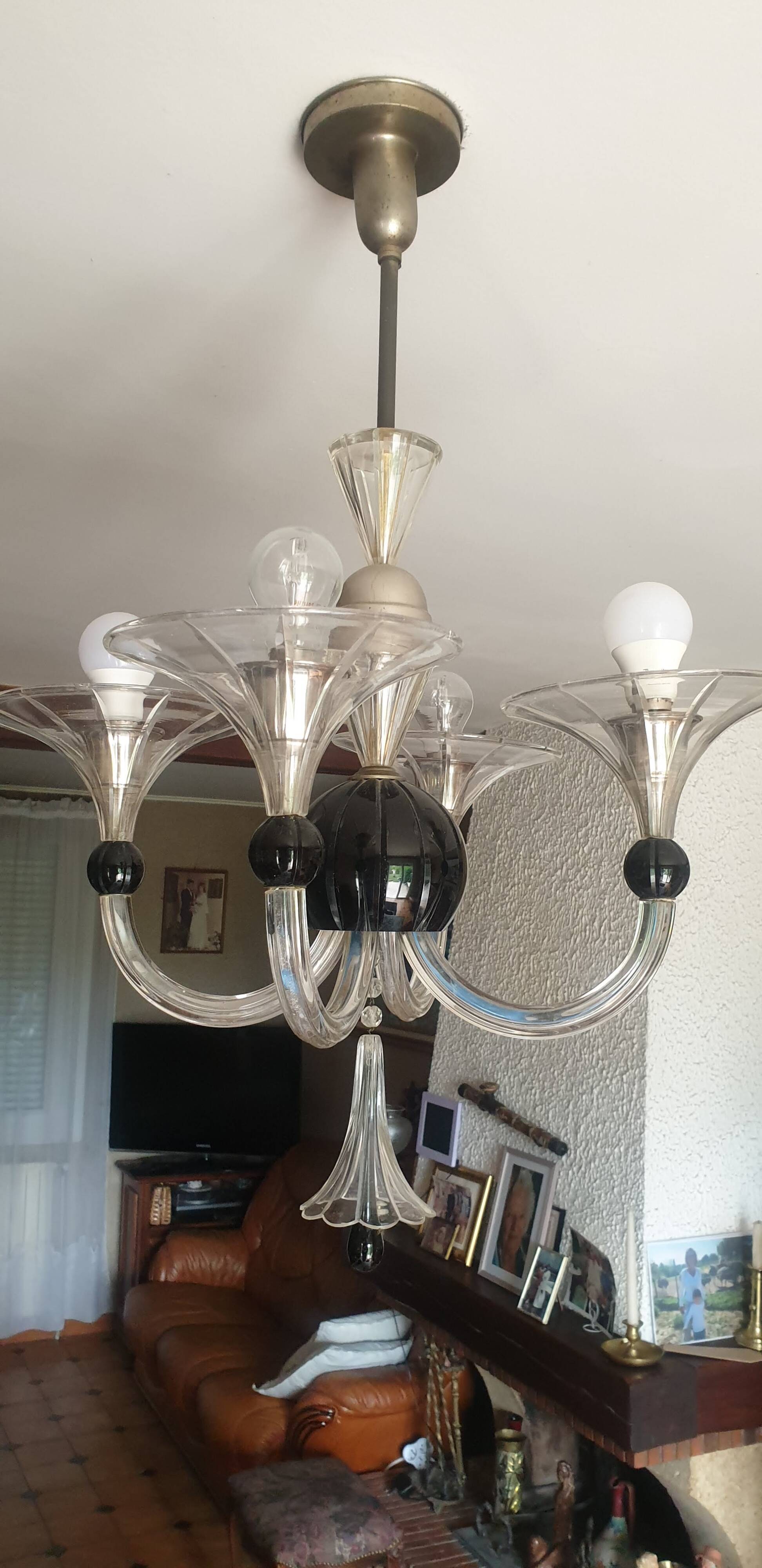 Art deco chandelier Murano glass