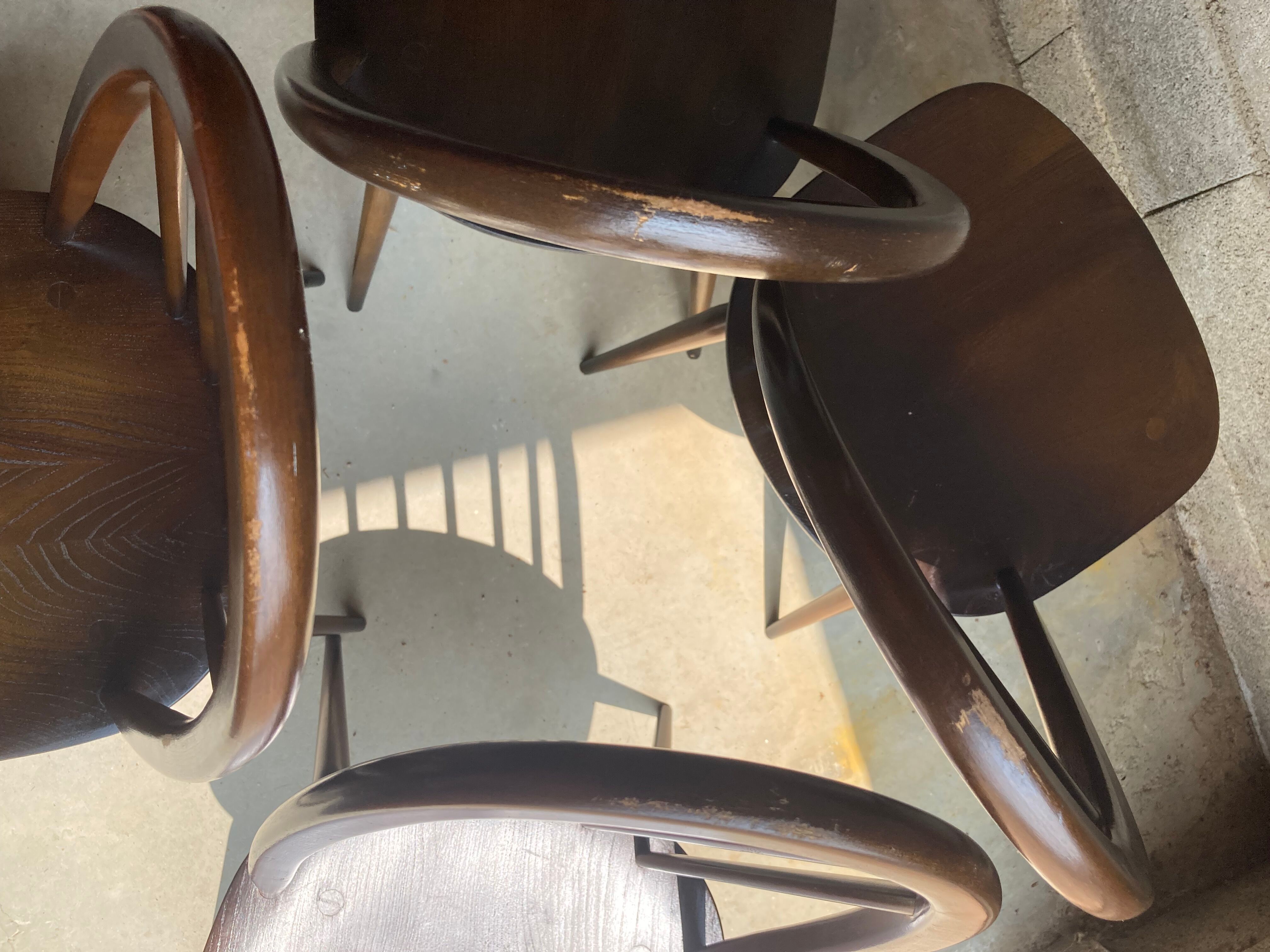 Suite of 4 quaker chairs by Ercol