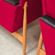 Pair of Drevotex Zamberk armchairs, red fabric and faux leather 1970