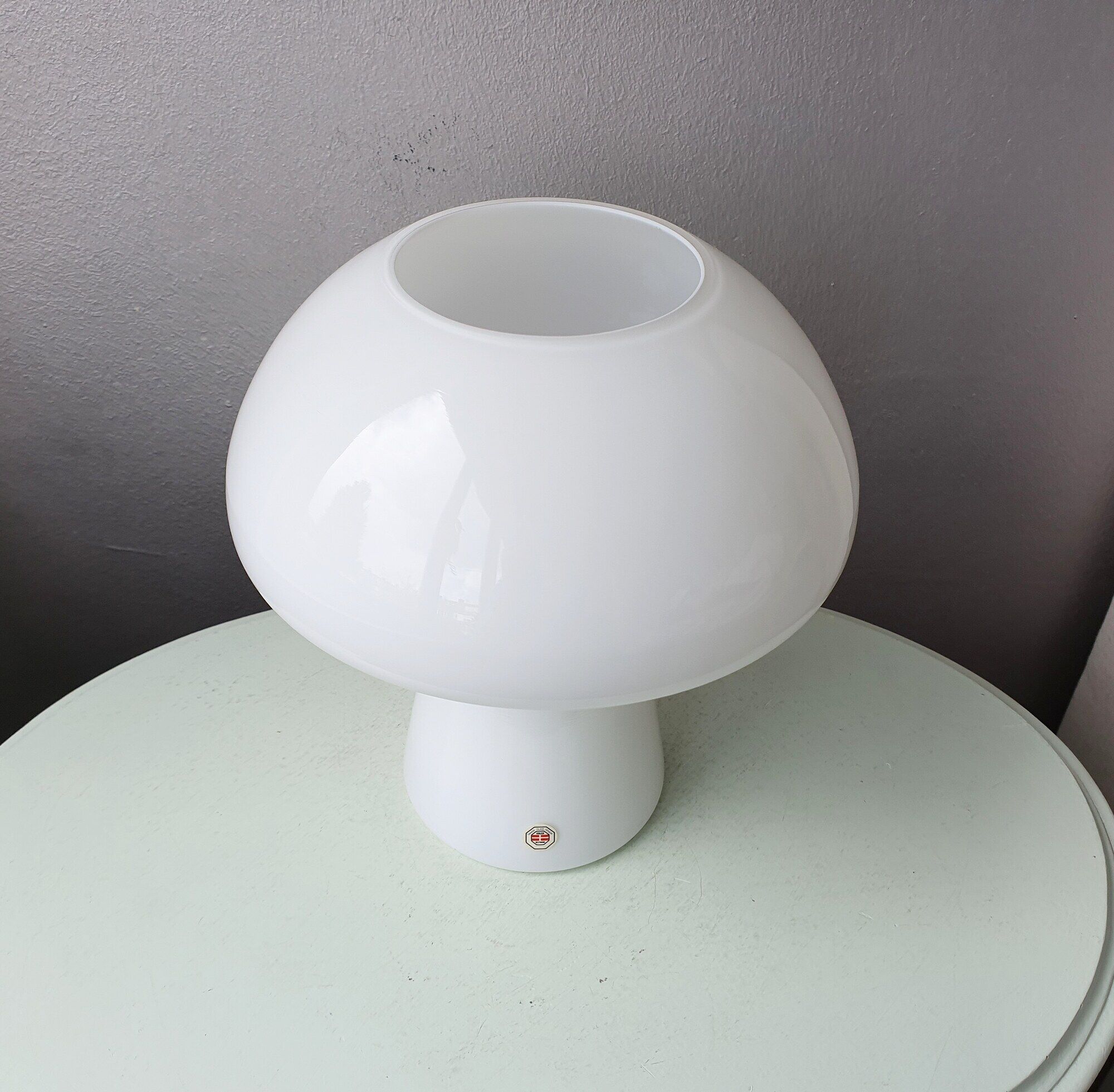 Lampe de table champignon en verre vintage, design danois Odreco, années 80