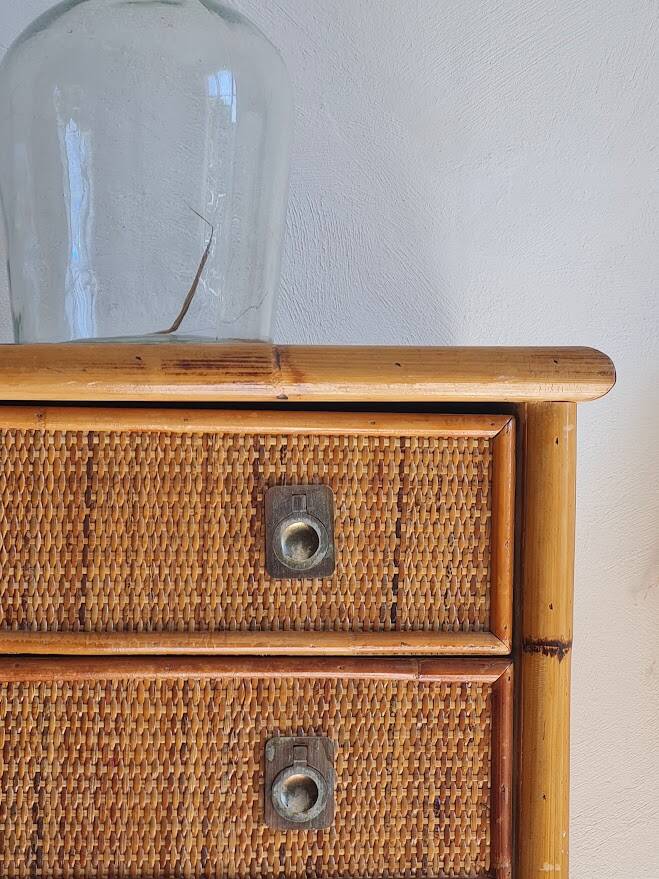 Rattan chest of drawers circa 1970, Dal Vera