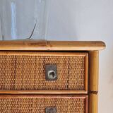 Rattan chest of drawers circa 1970, Dal Vera