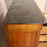 Restoration period commode with walnut burl, marble top.