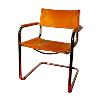 Armchair chrome leather tube
