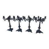 4 identical old brass candlesticks