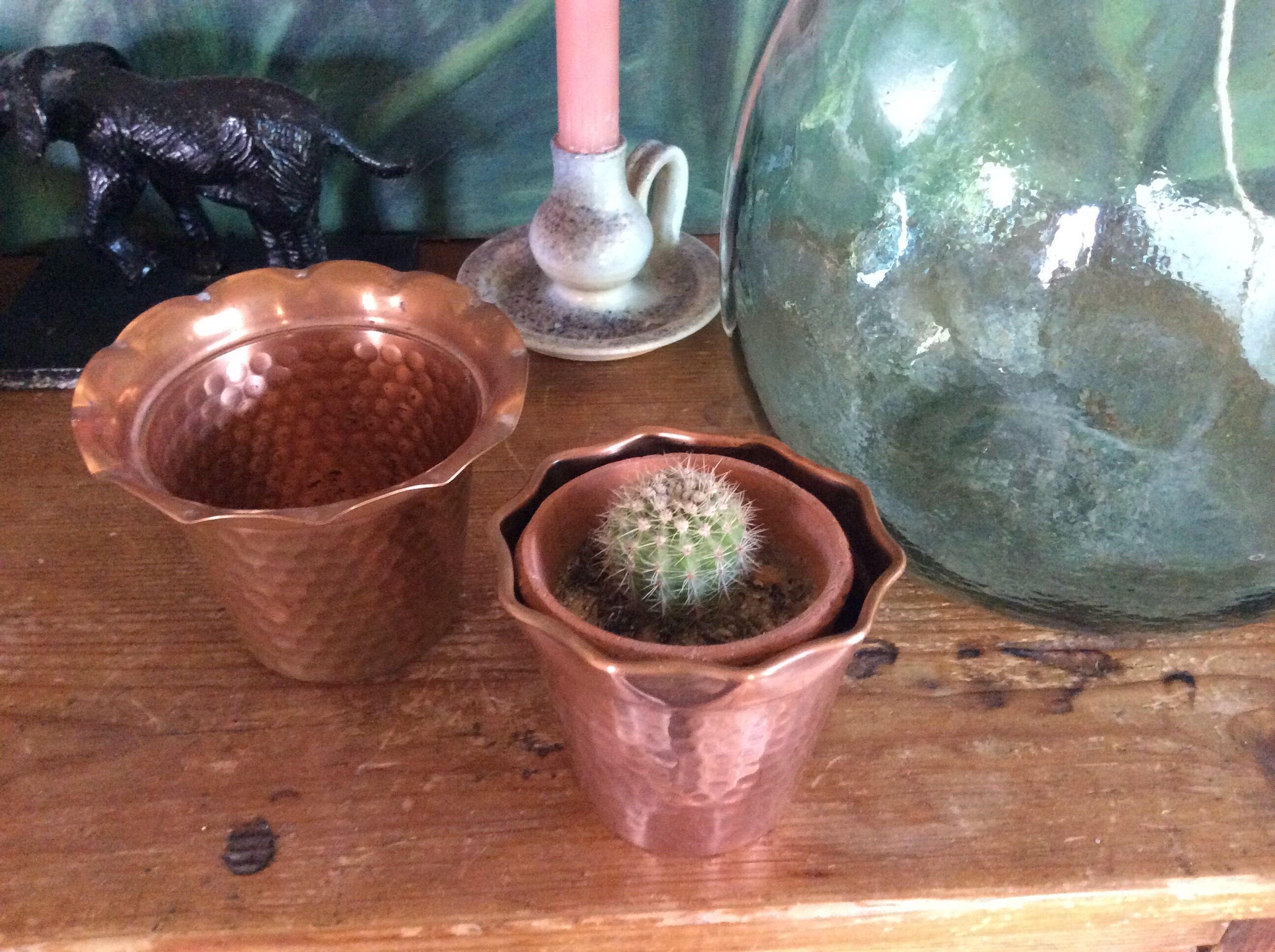 Set de 2 cache pots en cuivre