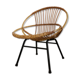 Rattan shell chair and metal feet