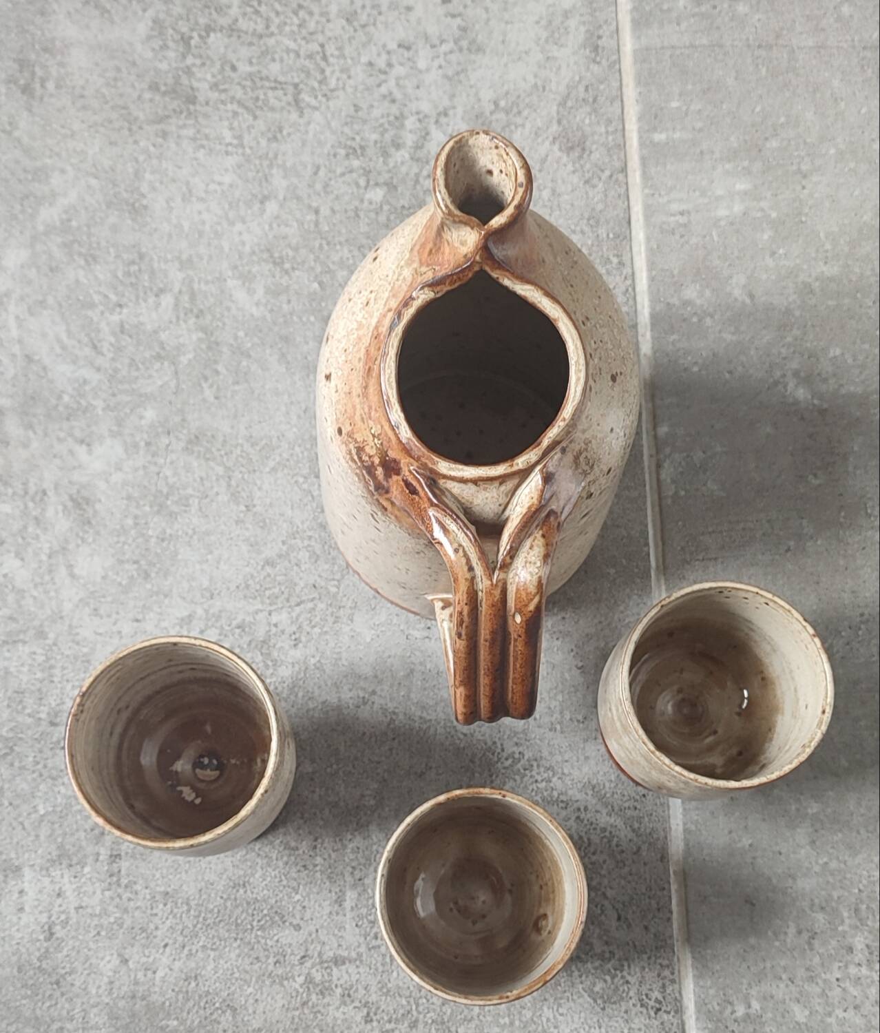 Service trio in pyrite stone Puisaye Jean-Pierre Prud'homme.