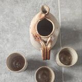 Service trio in pyrite stone Puisaye Jean-Pierre Prud'homme.