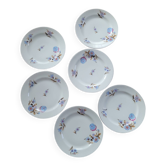 6 BD Limoges dessert plates – geometric floral decoration – 1950s