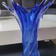 Large murano vase in blown art glass, cobalt blue. star shape. dim 30 x 22 cm