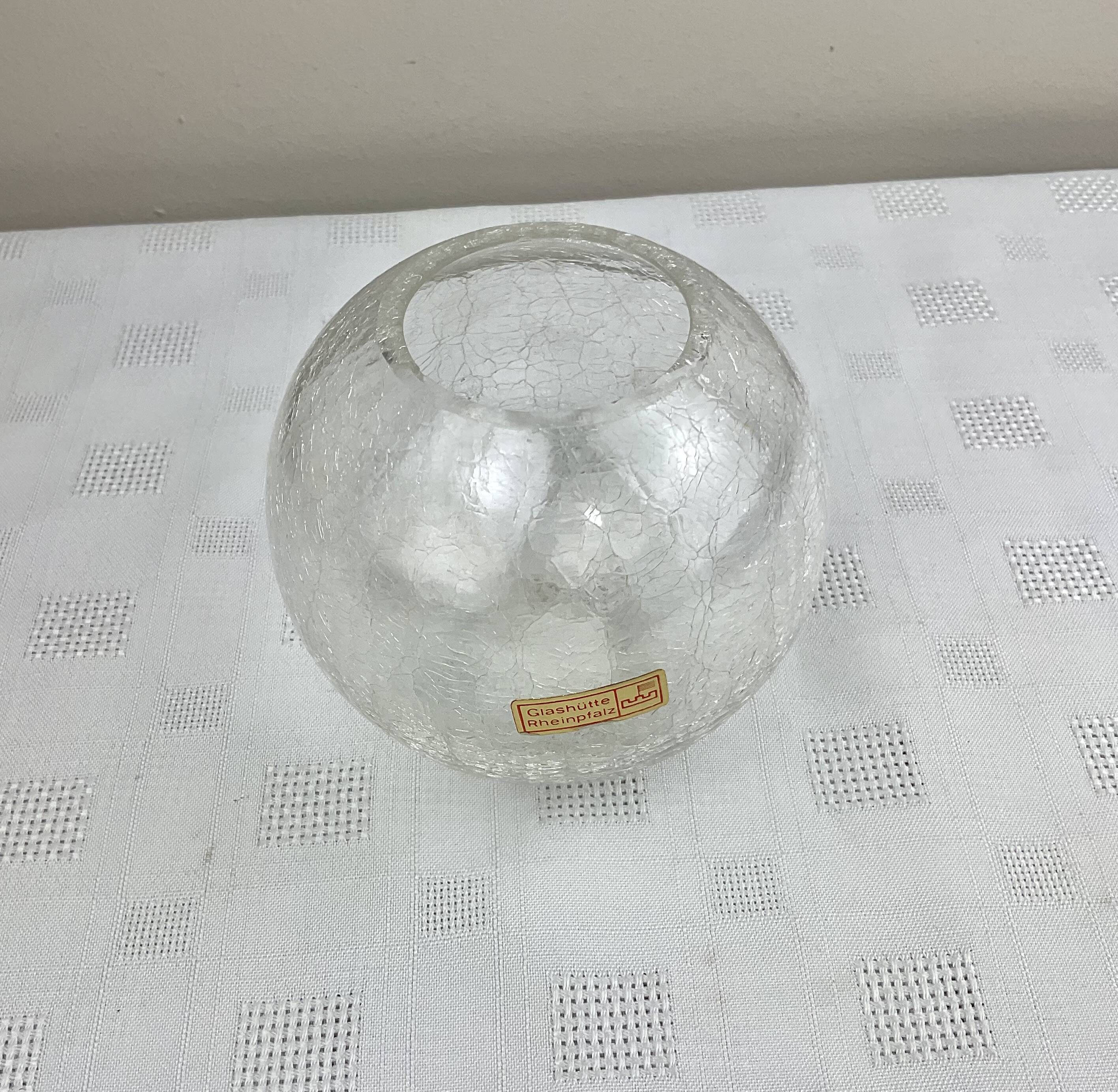 Small vintage glass ball vase Glashütte Rheinpfalz