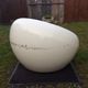 Armchair design egg pod ball chair iconik white and imitation black leather as it is.
