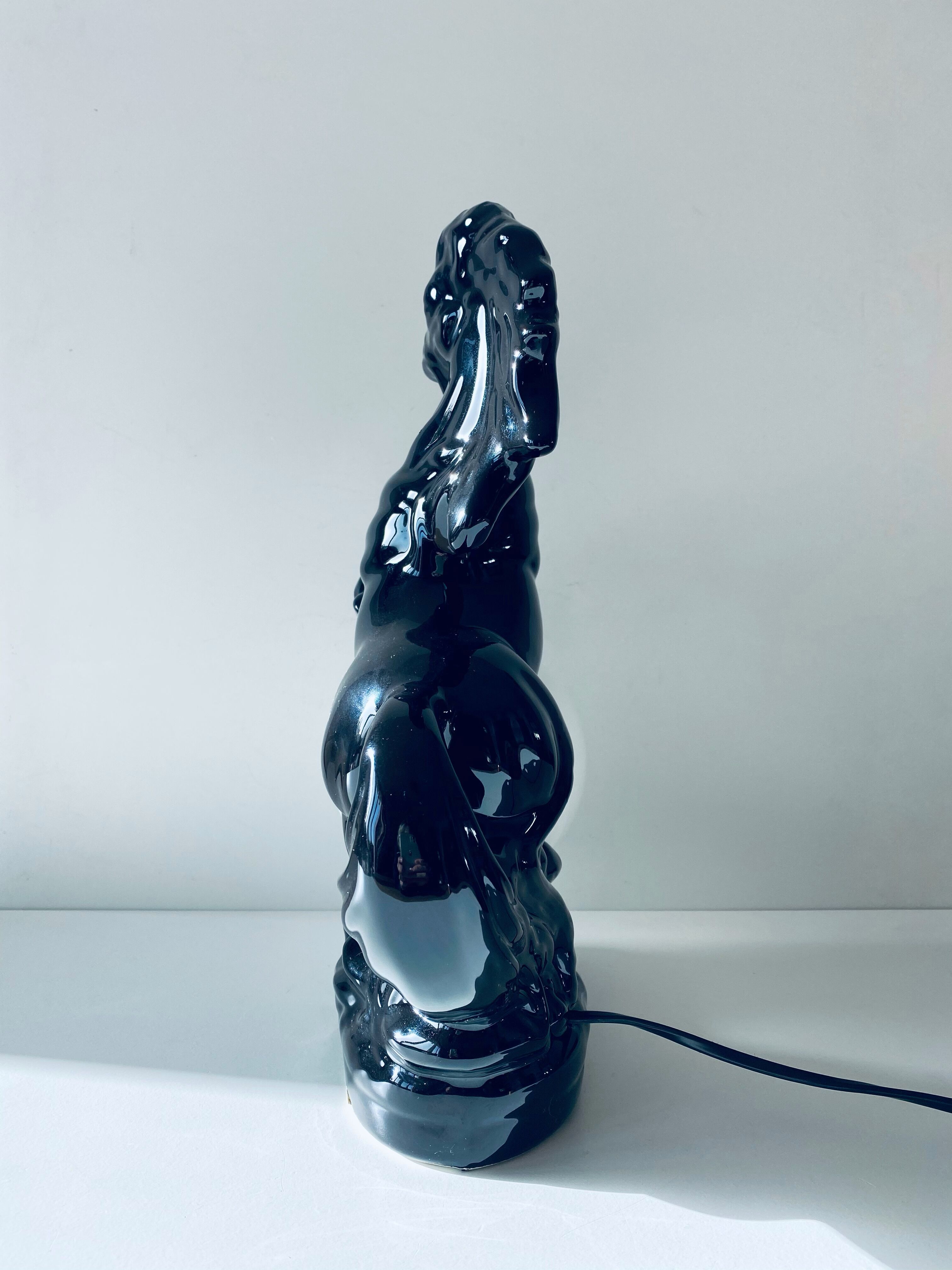 Ceramic and opaline horse lamp