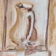 Signed still life painting in Provence "alcove with the jug"