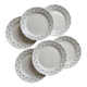 6 vintage dessert plates in white earthenware – blue fleur-de-lis decoration