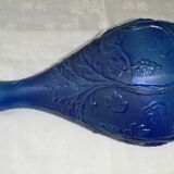 Blue glass bottle, engraved molded