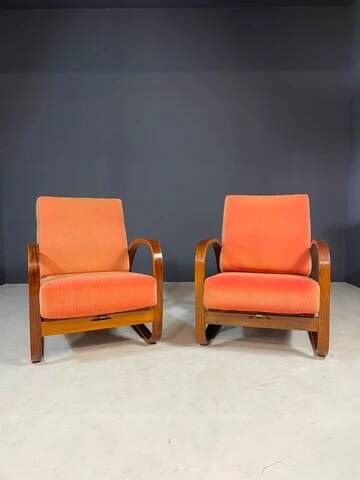 Pair of H-70 lounge chairs by Jindřich Halabala for UP Závody Brno, Czechoslovakia, 1930s, 88 × 65 × 85 cm
