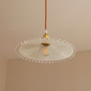 Hanging lamp opaline undulating old lampshade white glass
