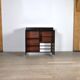 Midcentury Modern Brutalist Highboard Bar Cabinet In Black Lacquered Wood And Chrome, Belgium 1970s
