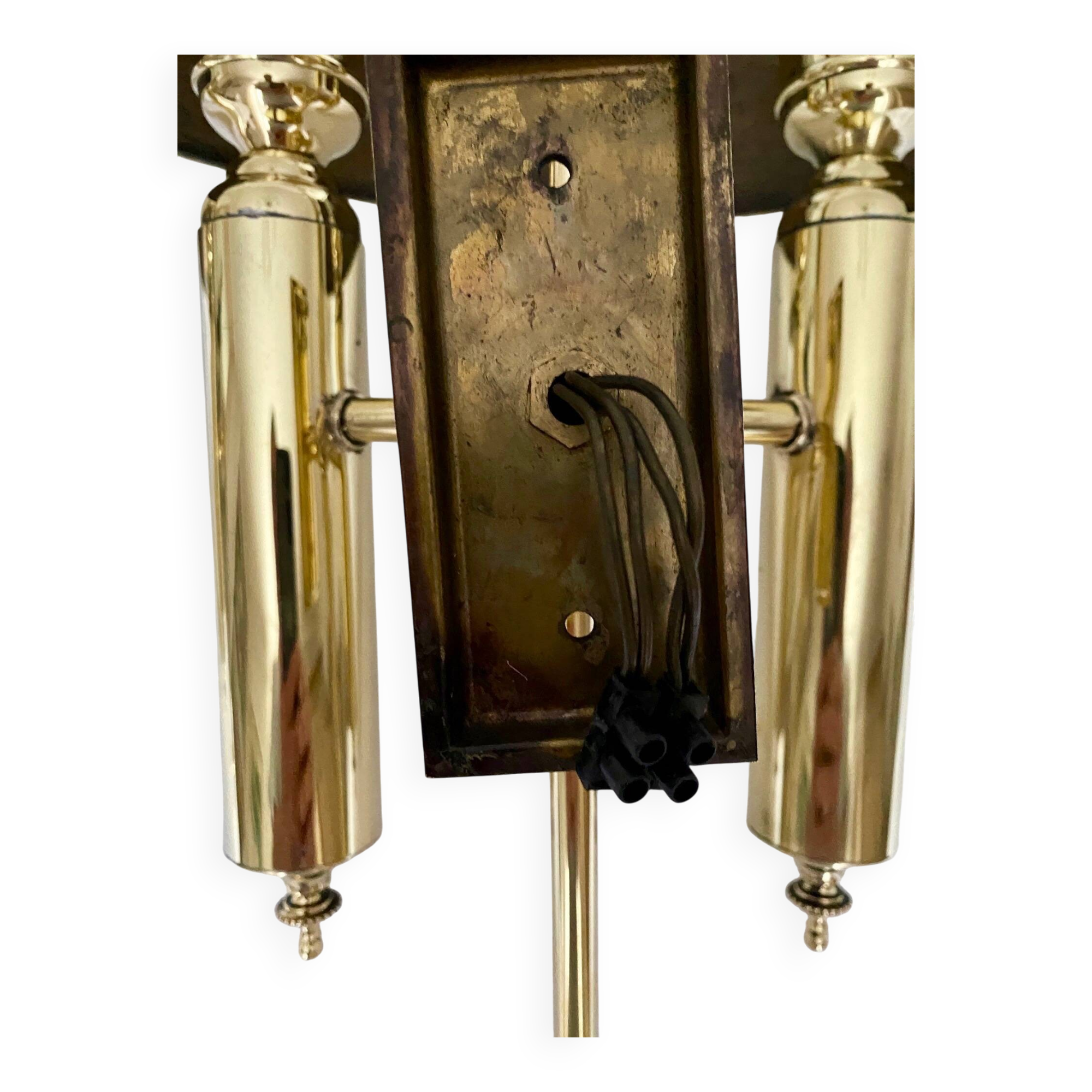 Pair of brass wall lights, 1950.