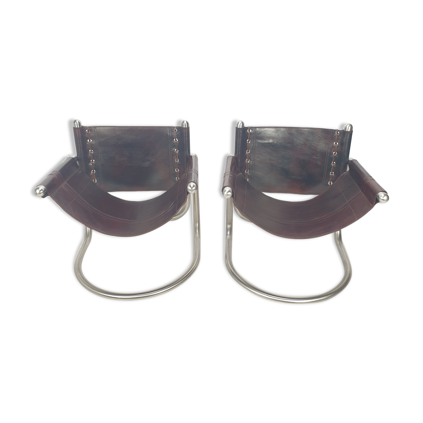 Set of 2 italian mid century lounge chairs, 1980's