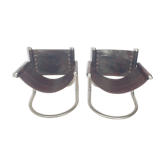 Set of 2 italian mid century lounge chairs, 1980's