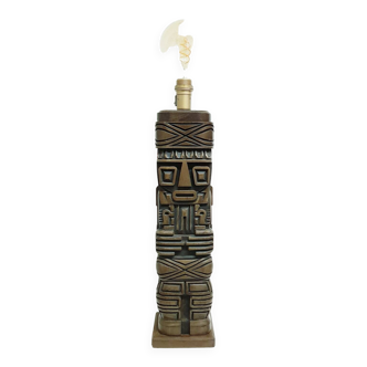 Lampe tiki totem sculptée à la main