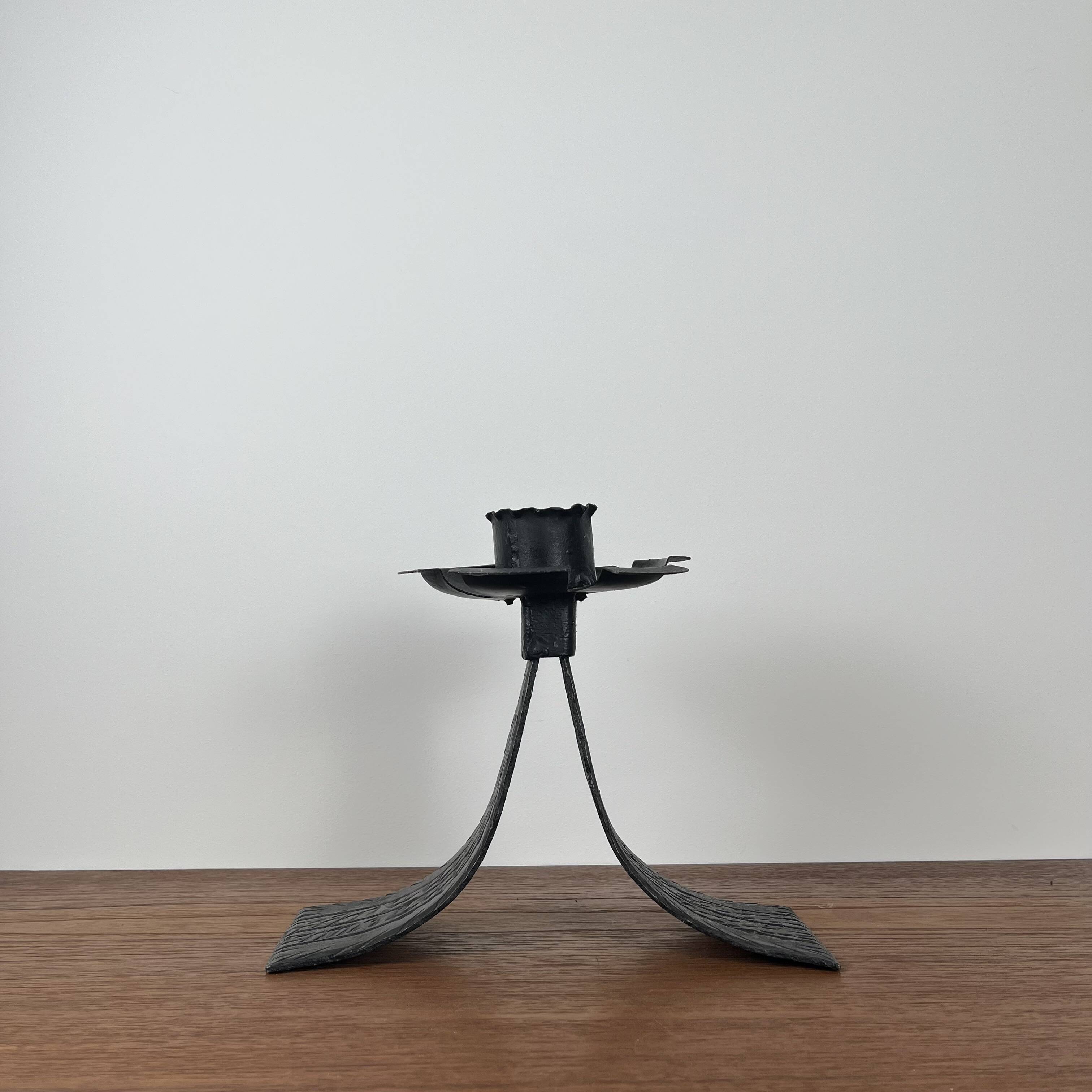 Vintage black wrought iron candle holder. 1960s/70s