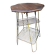 Sellette industrielle vintage servante console hexagonale de commerce en métal & bois Vintage 1950