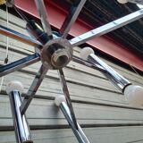 Vintage 8-arm chrome chandelier 1970