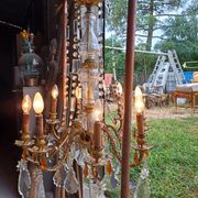 19th Bronze and Crystal Chandelier