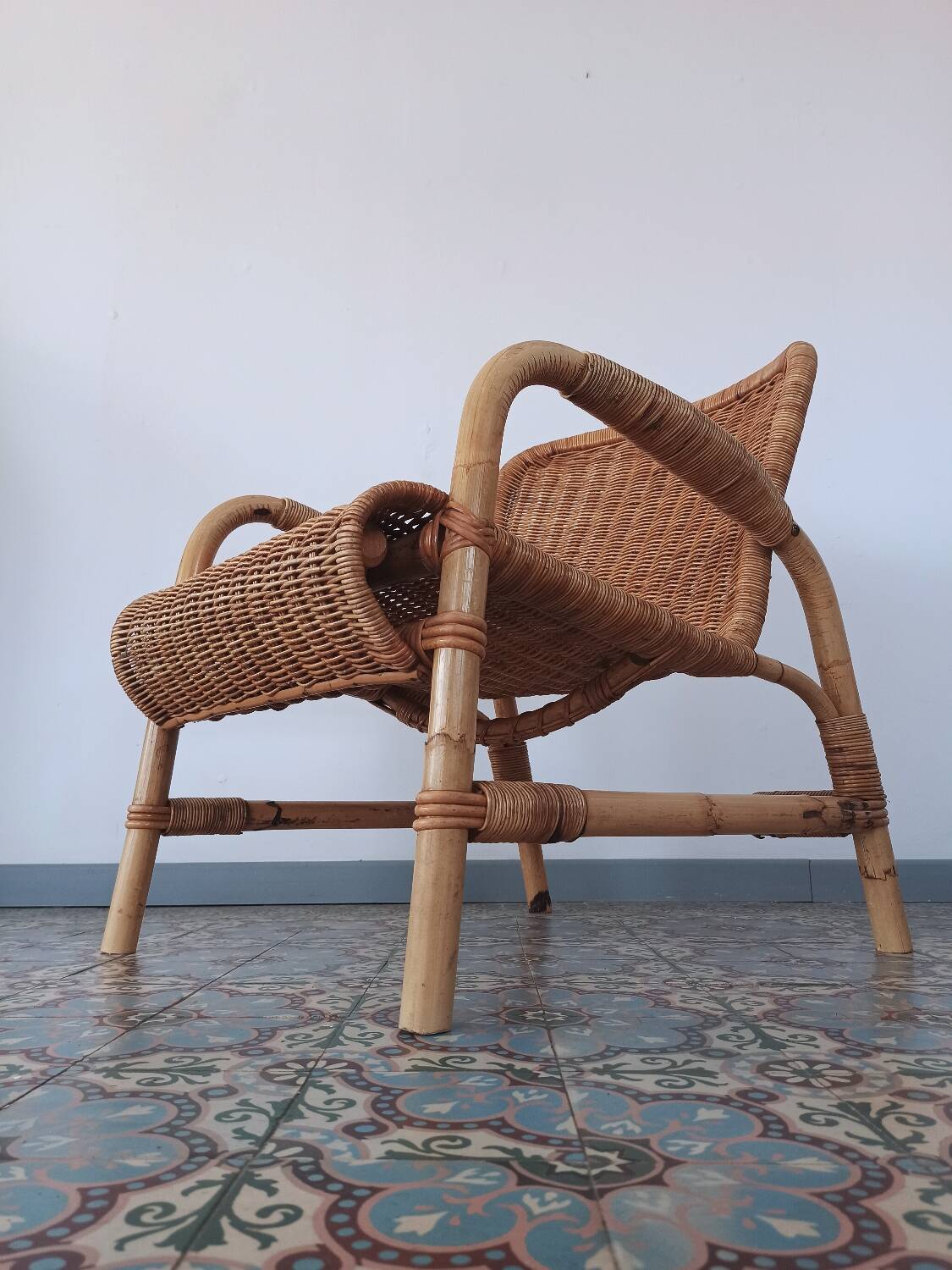 Bamboo and rattan armchair, 50s